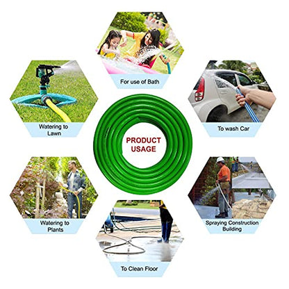 TechnoCrafts PVC Braided Hose Pipe for Watering Sets 30 Meter (100 feet) 3/4" (0.75 Inch or 19mm) Bore Size - 3 Layered Hose Pipe with 7 Function Spray Gun, 1" Tap Connector & 2 Butterfly Clamps
