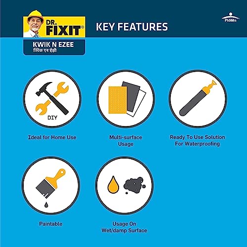 Dr.Fixit Kwik N Ezee. Ready to Use Gap and Crack Filler, 150gm (White), DIY Waterproofing for Home Use, Tile Grout and Sealant for Tiles, Concrete, Metal, PVC, Wood, Suitable for Wet & Damp areas