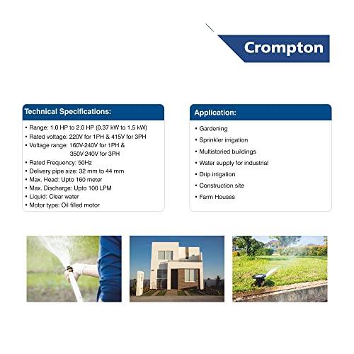 Crompton 4W12BF1.5E Borewell Submersible Water filled Pump 1.5 HP 12 stage