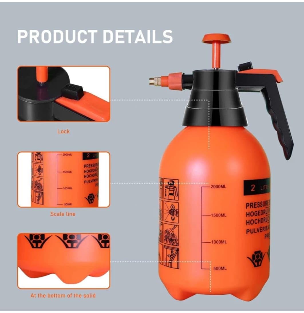 Pressure Spray Pump (2L) | Gardening Water Pump Sprayer | Plant Water Sprayer for Home Garden | Spray Bottles for Garden Plants and Lawn | Plant Watering Cane |