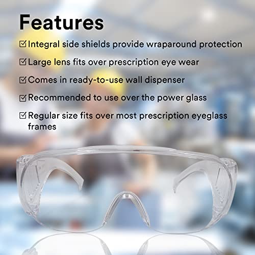 3M 1611 Safety Goggles Hard Coat Eyewear, Over The Spectalar Eye Protector, Anti Pollution Goggles For Multipurpose Use In Riding Motorcycle, Construction, Clear Transparent Goggles (Pack of 1)