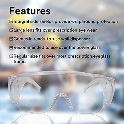 3M 1611 Safety Goggles Hard Coat Eyewear, Over The Spectalar Eye Protector, Anti Pollution Goggles For Multipurpose Use In Riding Motorcycle, Construction, Clear Transparent Goggles (Pack of 1)