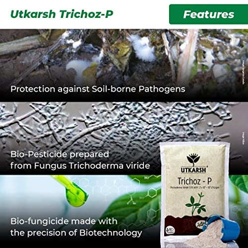 Utkarsh Trichoz-P (ट्राइकोडर्मा विराइड 1.5% WP: 2 x 10^6-10^8 CFU/gm) बायो फंगसाइड (प्रत्येक का 900gm, 5 का पैक)