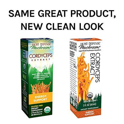 Host Defense - Cordyceps Extract, Mushroom Support for Energy, 60 Servings (2 oz)