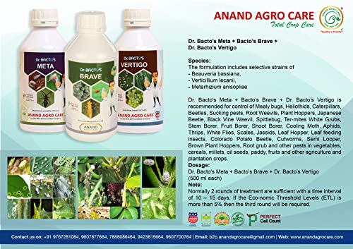 Dr. Bacto's Vertigo, Verticillium Lecanii, Effective Against All Soft Body Sucking Insects Like Thrips, mealy Bugs, White Flies, Jassids, Aphids, mite