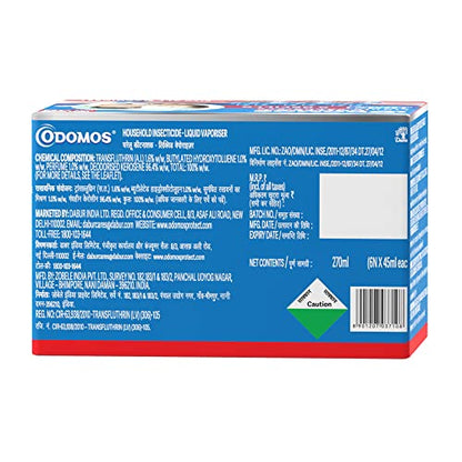Odomos Protect Mosquito Repelent Liquid Vaporiser Refill (6 चा पॅक) | सर्व मानक मशीन फिट | डेंग्यूच्या डासांना मारतो