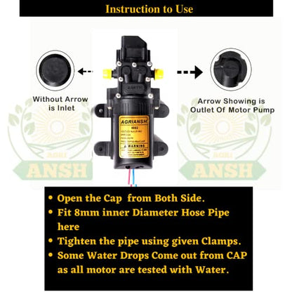 एग्रियनश हैवी ड्यूटी 12Vdc इलेक्ट्रिक बैटरी स्प्रेयर डायाफ्राम 110 Psi पंप मोटर प्लस पावर चार्जर, रेगुलेटर, क्लैंप और होज़पाइप सोलर पैनल सफाई, बागवानी, घर की सफाई, एक्वेरियम में उपयोग किया जाता है