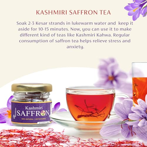 Herbal max Original Kashmiri Mongra Saffron/Kesar (A+++ Grade) for Pregnant Women, Biryani, Beauty, Cooking and Sweets | 100% Natural & Untouchable | 2 gram