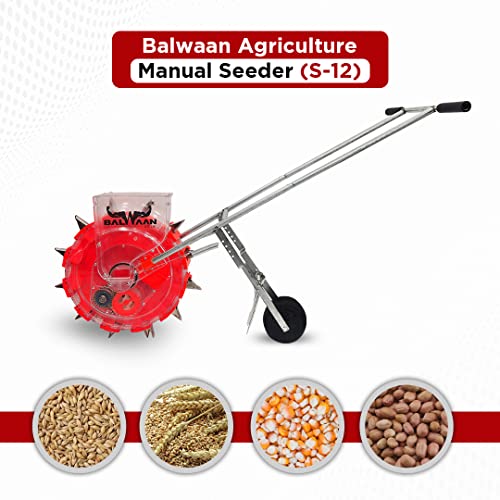 Balwaan Agricultural Manual Seeder S-12 | Long Teeth–12T | Hand Operated Seeding Machine, Adjustable Manual Plant Seeder, Seed Spreader | Garden Planter for Garden Vegetable Farm