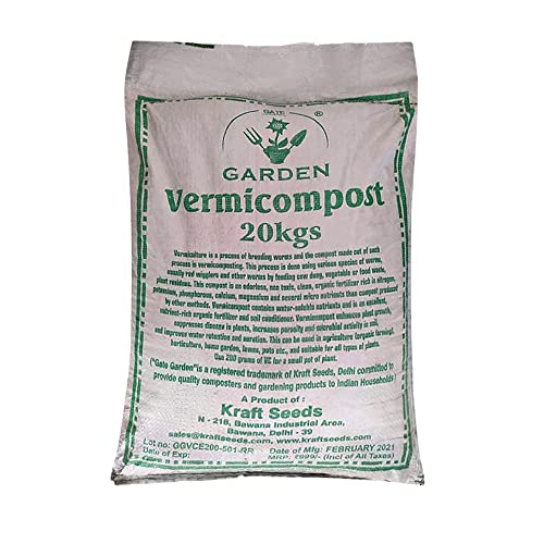 GATE GARDEN Vermicompost 20 KG | Organic Manure for Plants | Fertilizer for Home Gardening | Soil Mix for Pot Plants | Compost Garden Soil | Enriched Potting Soil | Natural Booster for Flowering Plant