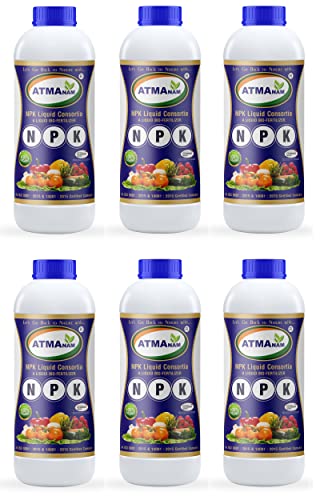 Atmanam BIO Fertilizer CONSORTIA (Nitrogen, Phosphate, Potash) NPK Plant Growth Promoter, Nutrition Enhancer Supplement, Bio Stimulant, Immunity Builder for Plants & Crops (6)