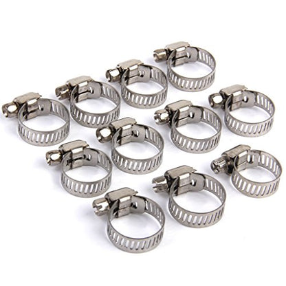 Generic 10Pcs Adjustable Fuel Petrol Pipe Hose Clips Stainless Spring Clamp 13-19Mm