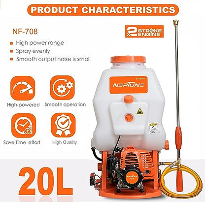 Neptune Knapsack/Backpack Agricultural/Garden Power Sprayer with 2 Stroke Engine -20 Liter (NF-708)