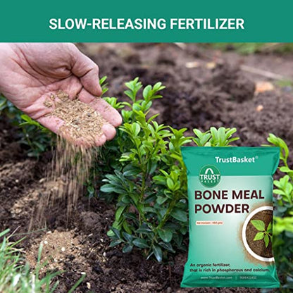 TrustBasket Organic Bone Meal for Plants Home Gardening | Steamed Bone Meal | Rich in Phosphorus and Calcium | Natural Plant Fertilizer| - 450 Grams (Set of 2)