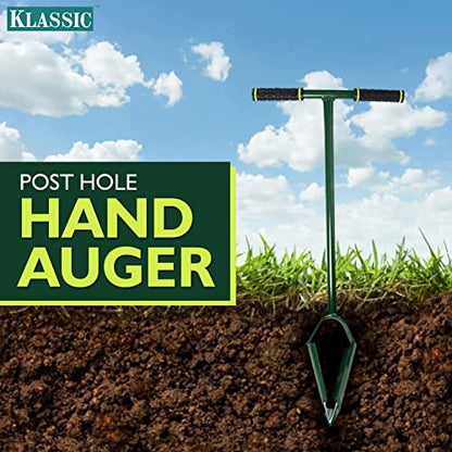 Klassic Post Hole Hand Auger | Used for Plantation | Green | Fence Post Manual Digging | Soil Auger | for Planting Trees, seedlings, Bedding Plants, deep Cultivating, Digging Seeds & Roots