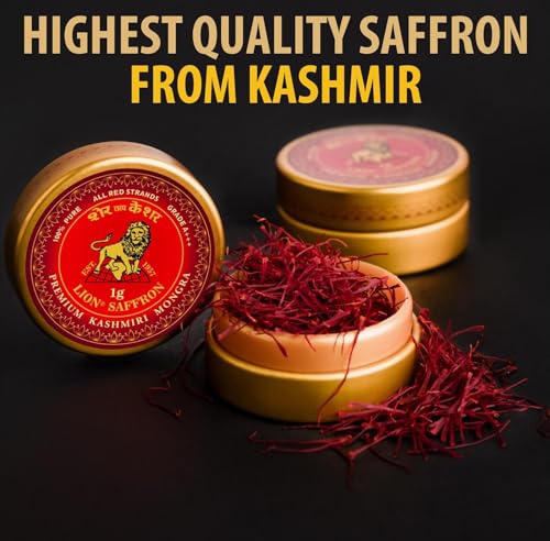 LION BRAND SAFFRON,Premium Kashmiri Mongra Saffron/Kesar (A+++ Grade) For Pregnant Women,Biryani,Beauty,Cooking&Sweets (Pack Of 1 (1Gm))