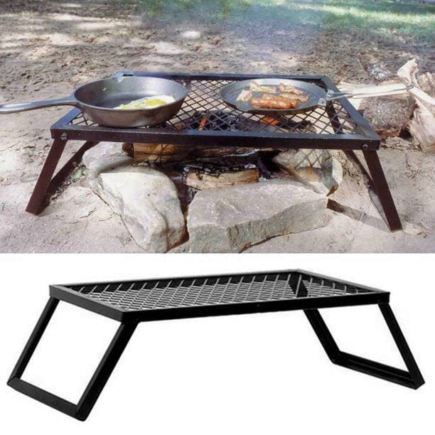 TrustBasket Heavy Duty Portable Camping Mesh Grill Top for Outdoor Cooking | Folding Barbecue BBQ Grill Rack for Outdoor Traveler, Picnics Camping Yard