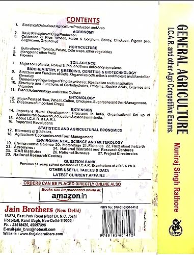 General Agriculture For I.C.A.R. and other Agri Competitive Exam (J.R.F , S.R.F, A.R.S, Ph.D, M.Sc, Agri, IBPS AFO, AO, IFS, NABARD) - 34th Edition-2023