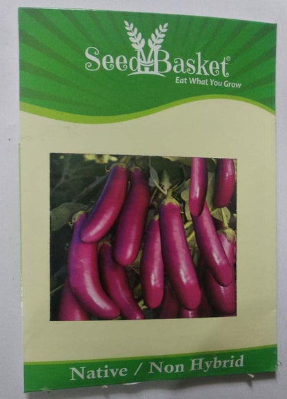 Native/Non-GMO Brinjal 3 Pack Brinjal Green, Brinjal Black Round, Brinjal Purple long Seeds for Gardening outside and terrace- Pack of 3