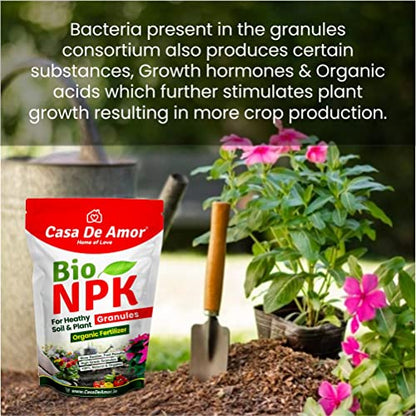 Casa De Amor Organic NPK Bio Fertilizer Granules, Perfect to Use on All Plants and Gardening (400 gm)