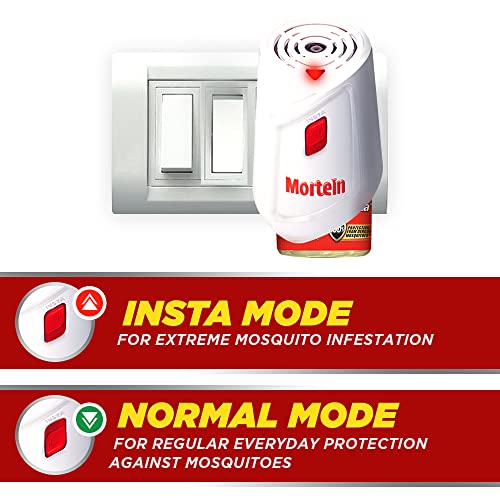 Mortein Insta5 मच्छर प्रतिरोधी | कॉम्बो पैक - मशीन + 1 रिफिल (45ml) | डेंगू मच्छरों से 100% सुरक्षा, सफेद