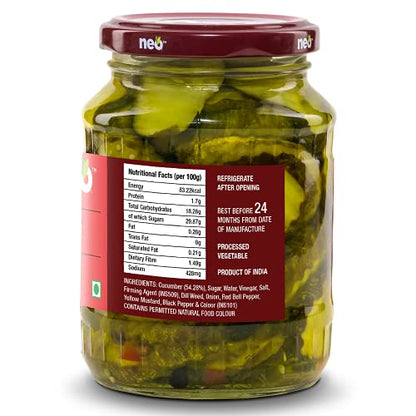 Neo Burger Chips 350g I 100% Vegan I Low Fat Sweet and Salty Gherkin Slices, Ready to Eat, No GMO I Make Burger, Sandwich & Salads (Pack of 1)