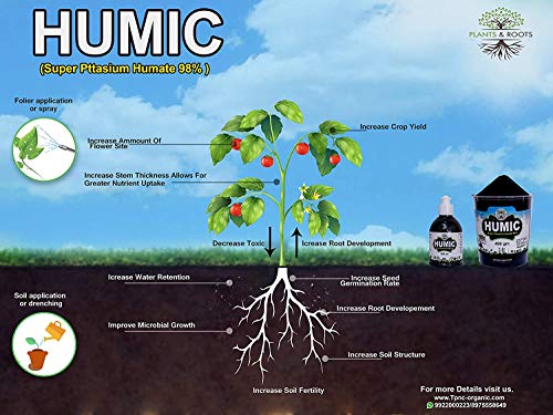Plants & Roots Plants & Root - Humic Acid For Plants, Humic Acid Flakes For Indoor And Outdoor Plants (Super Potassium Humate 98%) Humic Acid For Plants/Water Soluble Grade -(400 +400 Gm) Pack Of 2