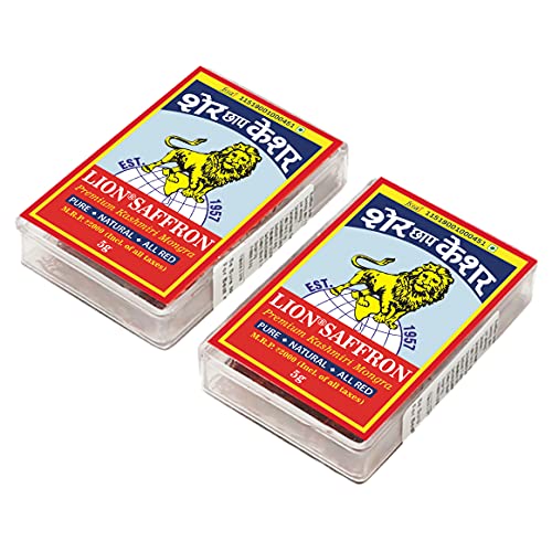 Lion Saffron, 10g, Original Mongra Kashmiri Saffron/Kesar (A++ Grade) for Pregnant Women, Skin, Face, Food and Puja (Value Pack of 2 (2 X 5g = 10g))