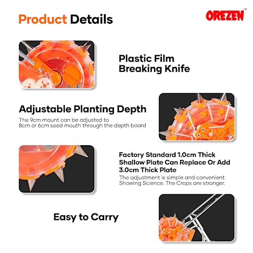 OREZEN Agricultural Manual Seeder | 12 Teeth Seeder | Hand Push Type Seed Machinery | Seed Drill | Seed Planting