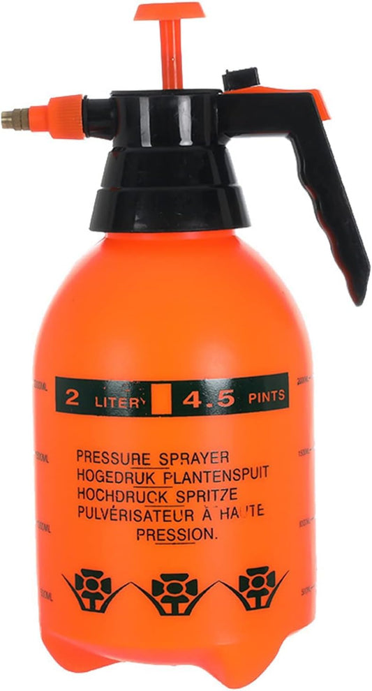 Pump Pressure Sprayer | Lawn Sprinkler | Water Mister | Spray Bottle for Herbicides, Pesticides, Fertilizers, Plants Flowers - 2 Liter Capacity - Orange