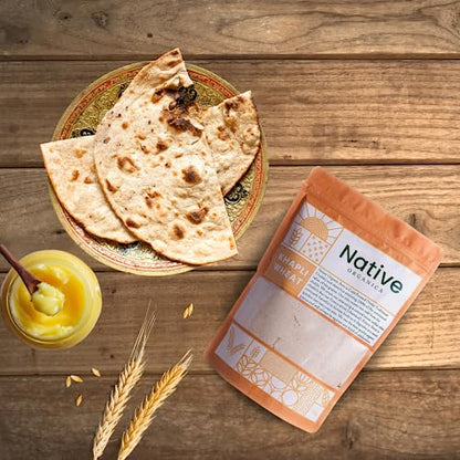 Native Organica "Hand Chakki Khapli Whole Wheat Flour (3 Kg) | Wheat Flour | High Dietary Fiber for Easy Digestion | Stoneground Emmer Wheat Flour | Khapli Atta"