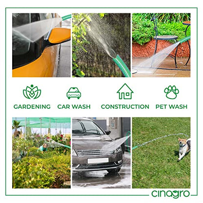 Cinagro 30 Metres Braided Hose Pipe with 3 Clamps for Watering Home Garden, Car Washing, Floor Cleaning & Pet Bathing (1 Inch, Green)