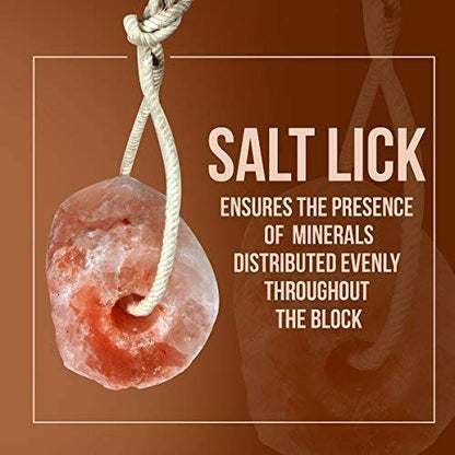 Malowal Himalayan Animal Salt Lick Pure Natural Pink Salt Block on a Rope for Horses, Deer, Goats, Cattle,Rabbits & Livestock 2-3 KG (Pack of 1, Animal Licks)
