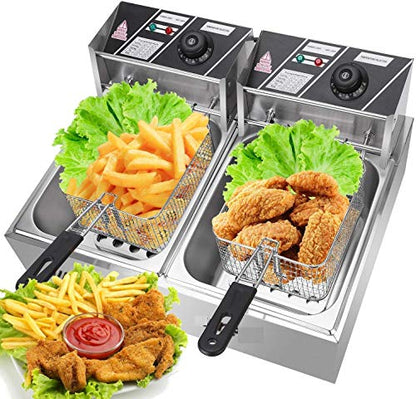 Kobbey Deep Fryer Machine Electric 12 Ltr Double Tank 6+6 Ltr with Copper Heater 5 Year Warranty