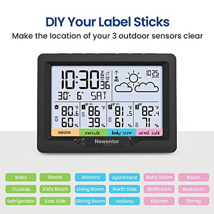 Newentor Weather Station Wireless Indoor Outdoor Multiple Sensors, Digital Atomic Clock Weather Thermometer, Temperature Humidity Monitor Forecast Weather Stations with Backlight