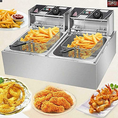 Kobbey Deep Fryer Machine Electric 12 Ltr Double Tank 6+6 Ltr with Copper Heater 5 Year Warranty
