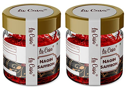 La Casa Super Negin Saffron | Combo Pack of 2 | Super Negin | Original Kesar | Premium A++ Grade Keshar | for Biryani/Milk | Purest Finest Zafran Threads | 5gm X 2 |