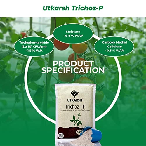 Utkarsh Trichoz-P (ट्राइकोडर्मा विराइड 1.5% WP: 2 x 10^6-10^8 CFU/gm) बायो फंगसाइड (प्रत्येक का 900gm, 5 का पैक)