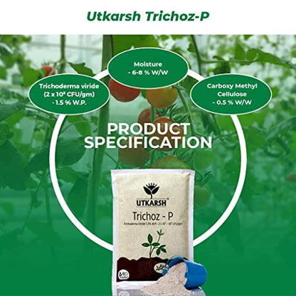 Utkarsh Trichoz-P (Trichoderma Viride 1.5% W.P.: 2 x 10^6-10^8 CFU/gm) (900 gm)- Pack of 10 Bio Fungicide