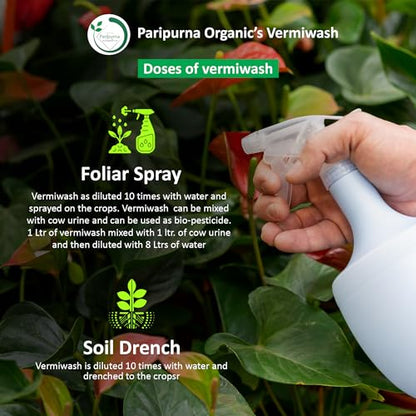 Paripurna Organics Vermiwash Plant Fertilizer 1 Ltr | For All Kind of Plant Liquid Manure Root Growth Promoter