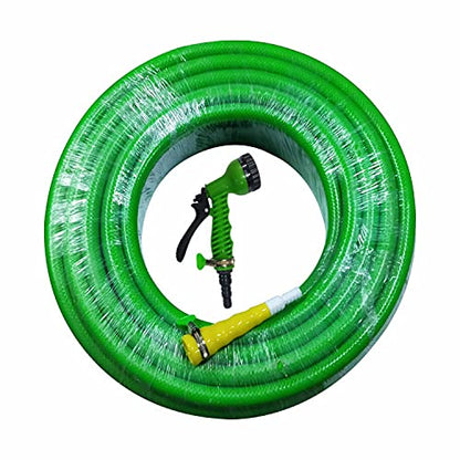TechnoCrafts PVC Braided Hose Pipe for Watering Sets 30 Meter (100 feet) 3/4" (0.75 Inch or 19mm) Bore Size - 3 Layered Hose Pipe with 7 Function Spray Gun, 1" Tap Connector & 2 Butterfly Clamps