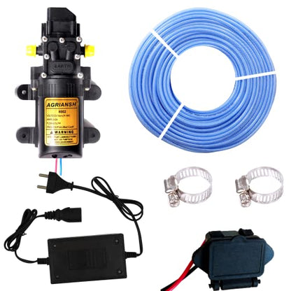 एग्रियनश हैवी ड्यूटी 12Vdc इलेक्ट्रिक बैटरी स्प्रेयर डायाफ्राम 110 Psi पंप मोटर प्लस पावर चार्जर, रेगुलेटर, क्लैंप और होज़पाइप सोलर पैनल सफाई, बागवानी, घर की सफाई, एक्वेरियम में उपयोग किया जाता है