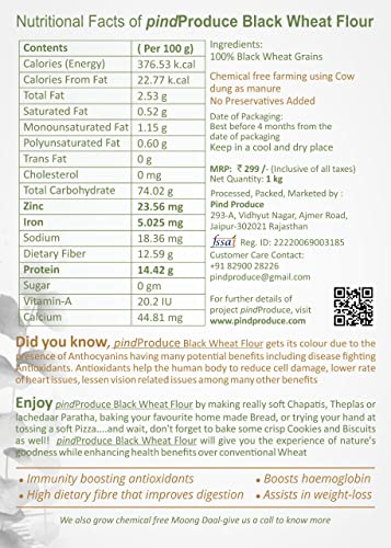 PindProduce 100% Black Wheat Grains Flour (1 kg)