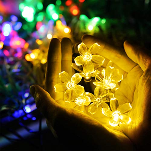 Epyz Solar Sakura Flower String Lights, 19.5ft 30 LED Blossom Flower String Light Solar Power for Decorations [ Warm Yellow Light , Pack of 1 ](Plastic)