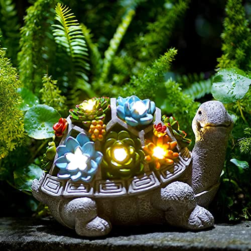 Garden Art Resin Artifact Turtle with 7 Led and Solar Penal for Outdoor Garden Decor,Path, Walkway,Yard, Decoration,Gifts (GASLT-7)