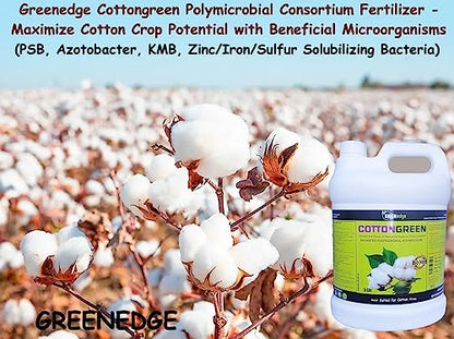 Greenedge Cottongreen Balanced Polymicrobial Consortium Fertilizer (5 Lires) (PSB, Azotobacter, KMB, Zinc/Iron/Sulfur Solubilizing Bacteria)