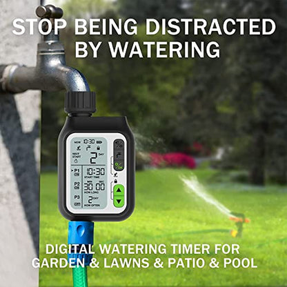 Pinolex® Sprinkler Water Timer with 3 Separate Watering Programs and Rain Auto Sensor Function, Garden Lawn Hose Faucet Timer Irrigation System Controller/Child Lock/Rain Barrel/3.5" Screen/IPX5 India