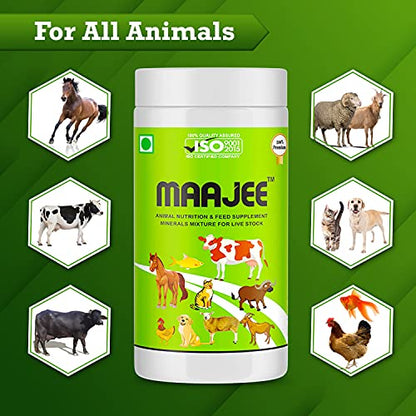 MAAJEE Animal Feed Supplement Minerals Mixture - Improvement in Milk Fat & SNF Content | Weight Gainer for All Animals Pack of 6 (908gm Each)