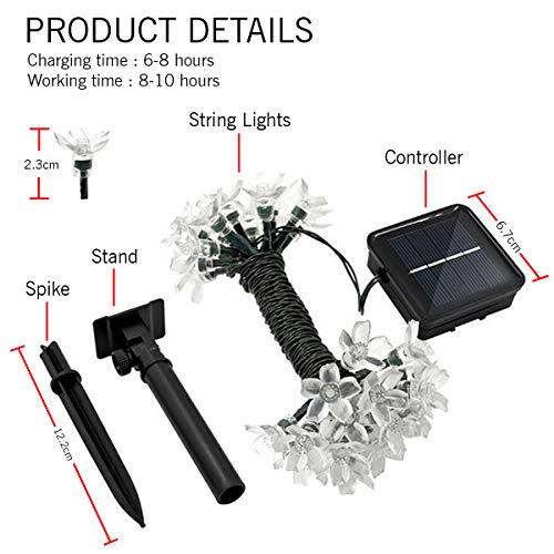 Epyz Solar Sakura Flower String Lights, 19.5ft 30 LED Blossom Flower String Light Solar Power for Decorations [ Warm Yellow Light , Pack of 1 ](Plastic)