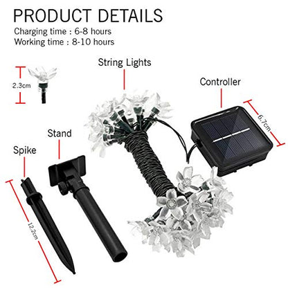 Epyz Solar Sakura Flower String Lights, 19.5ft 30 LED Blossom Flower String Light Solar Power for Decorations [ Warm Yellow Light , Pack of 1 ](Plastic)
